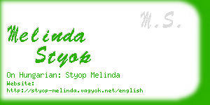 melinda styop business card